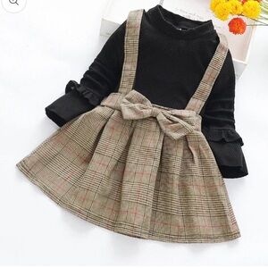 Hello Doll 2pc black & plaid set high quality little girls fashion! Brand New!
